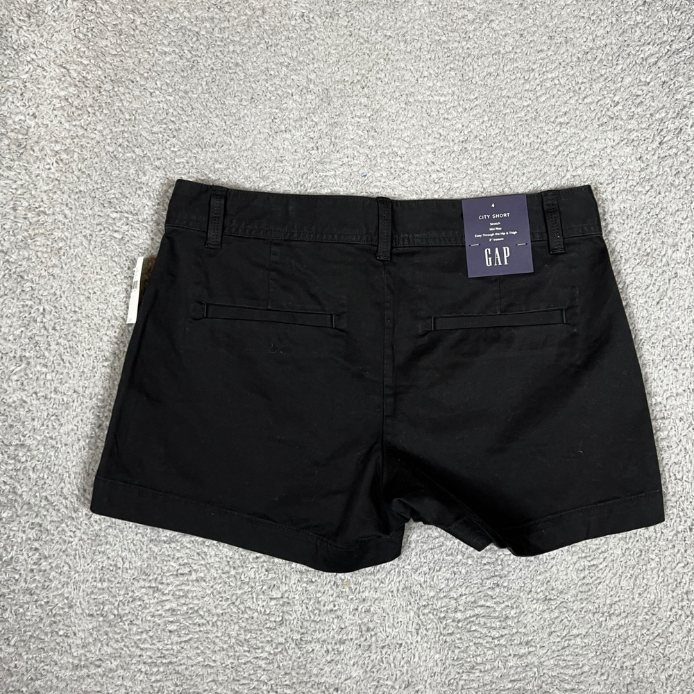 Gap City Short Womens 4 Black New Mid Rise Stretch 3" Inseam Chino Shorts - Picture 2 of 10